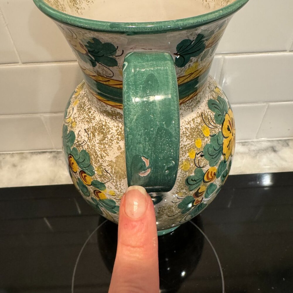WERTARBEIT HERSTELLUNG VERTRIEB Pottery vase Large Pitcher Flowers Green 214/25 - Picture 6 of 16